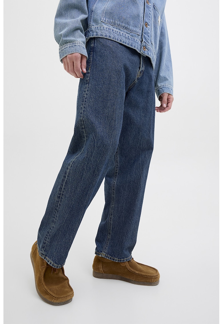 Blugi cu croiala dreapta si model cu 5 buzunare - Albastru inchis