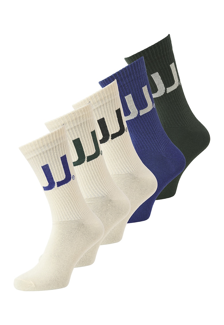 Set de sosete lungi cu imprimeu logo - 5 perechi