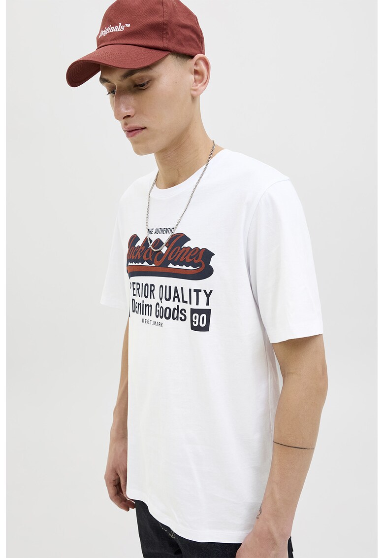 Tricou din bumbac organic cu imprimeu - Alb/Visiniu/Negru