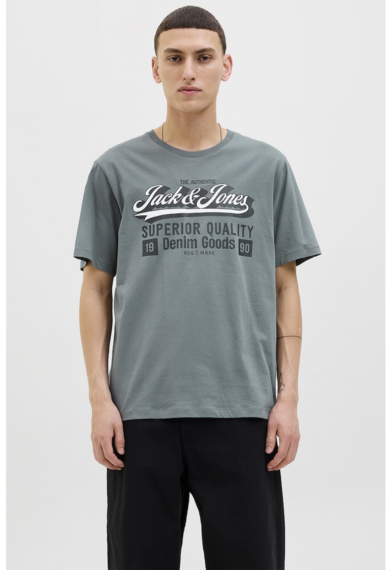 Tricou din bumbac organic cu imprimeu - Alb/Verde sparanghel