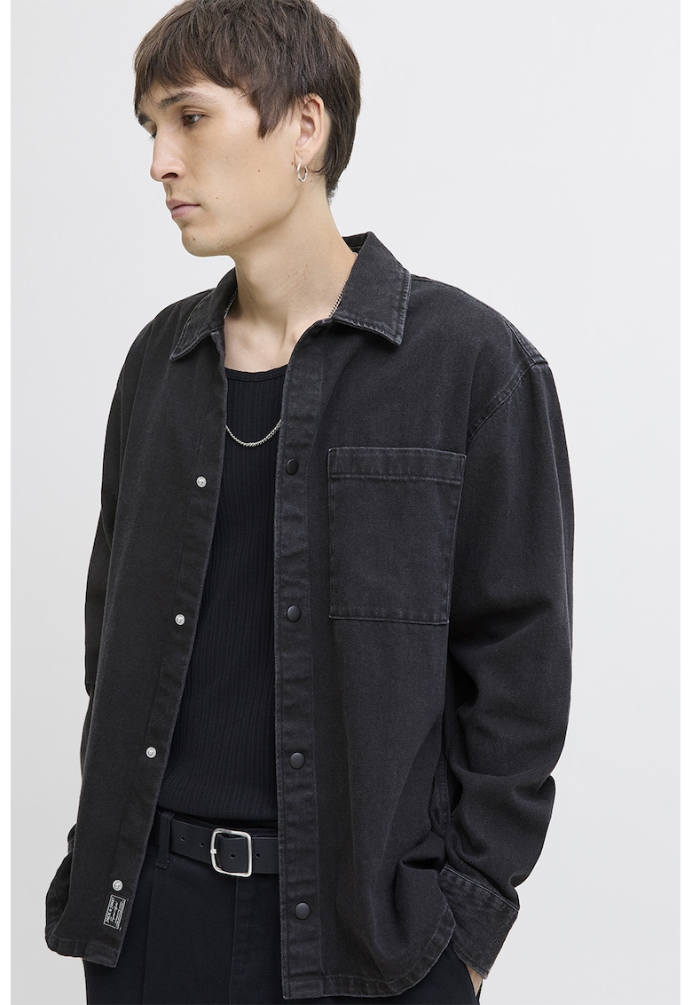 Camasa de denim cu buzunar pe piept Camasa de denim cu buzunar pe piept