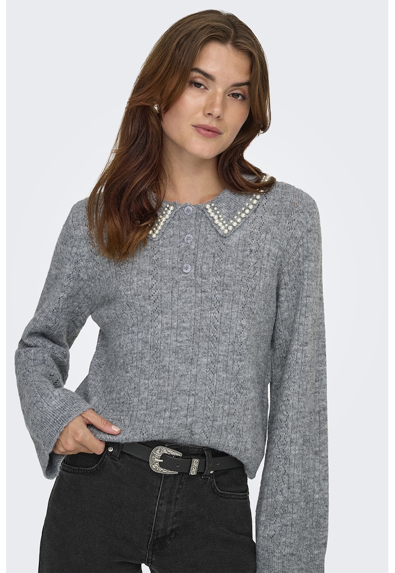 Pulover regular fit cu guler