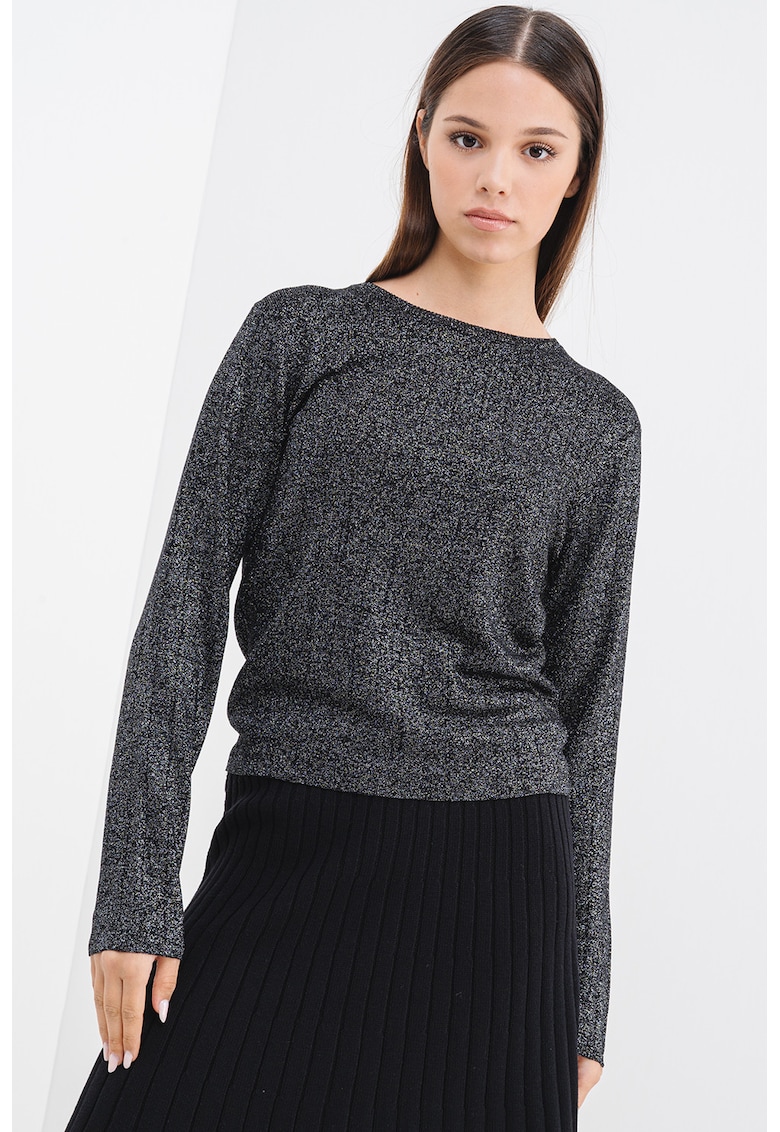 Pulover cu decolteu la baza gatului si insertii stralucitoare