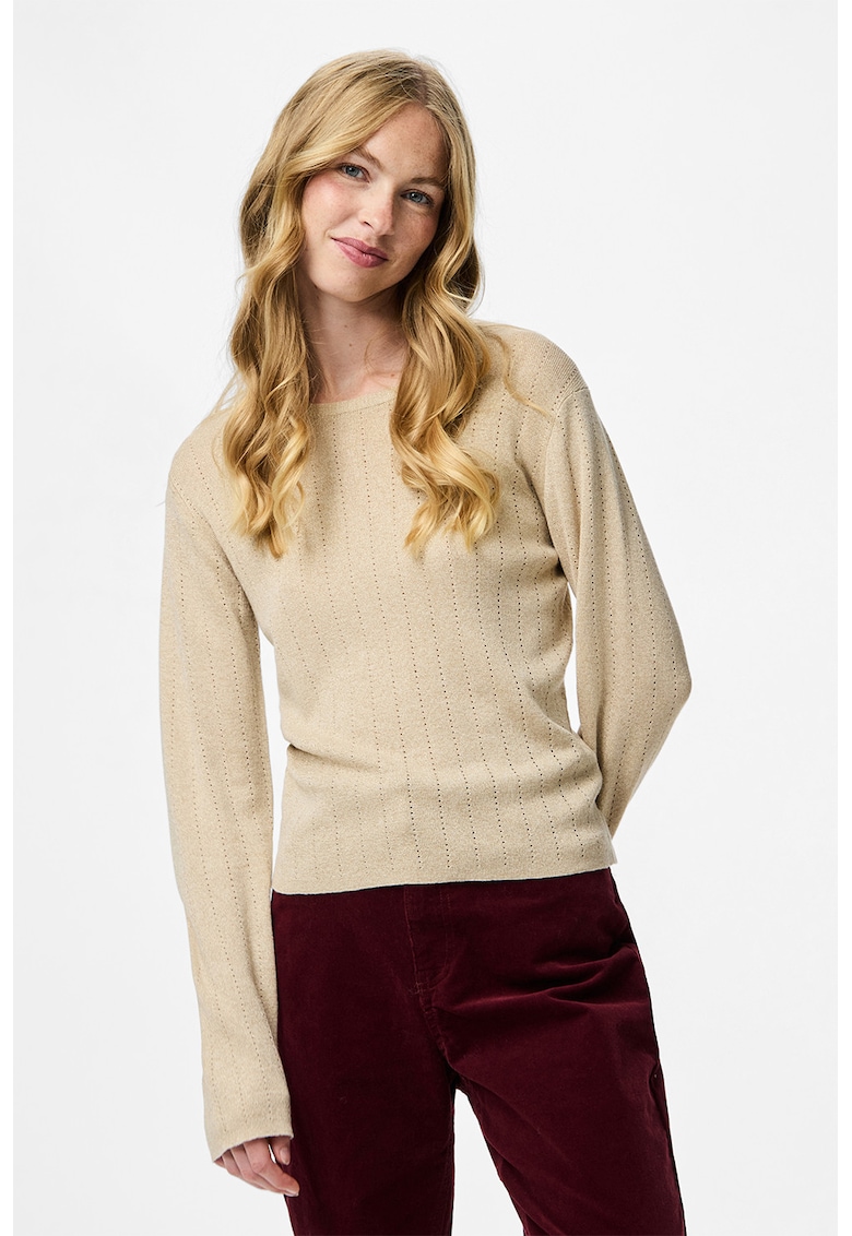 Pulover cu decolteu la baza gatului si insertii stralucitoare