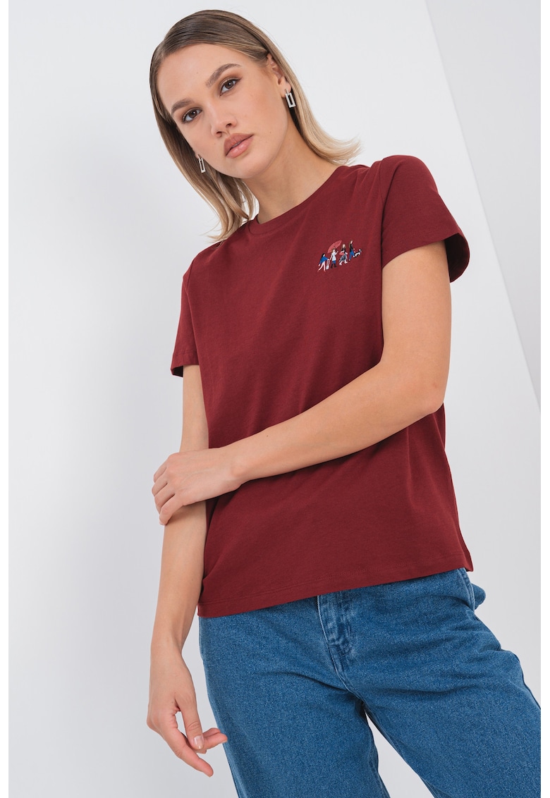 Tricou de bumbac organic cu detaliu brodat Francis Tricou de bumbac organic cu detaliu brodat Francis
