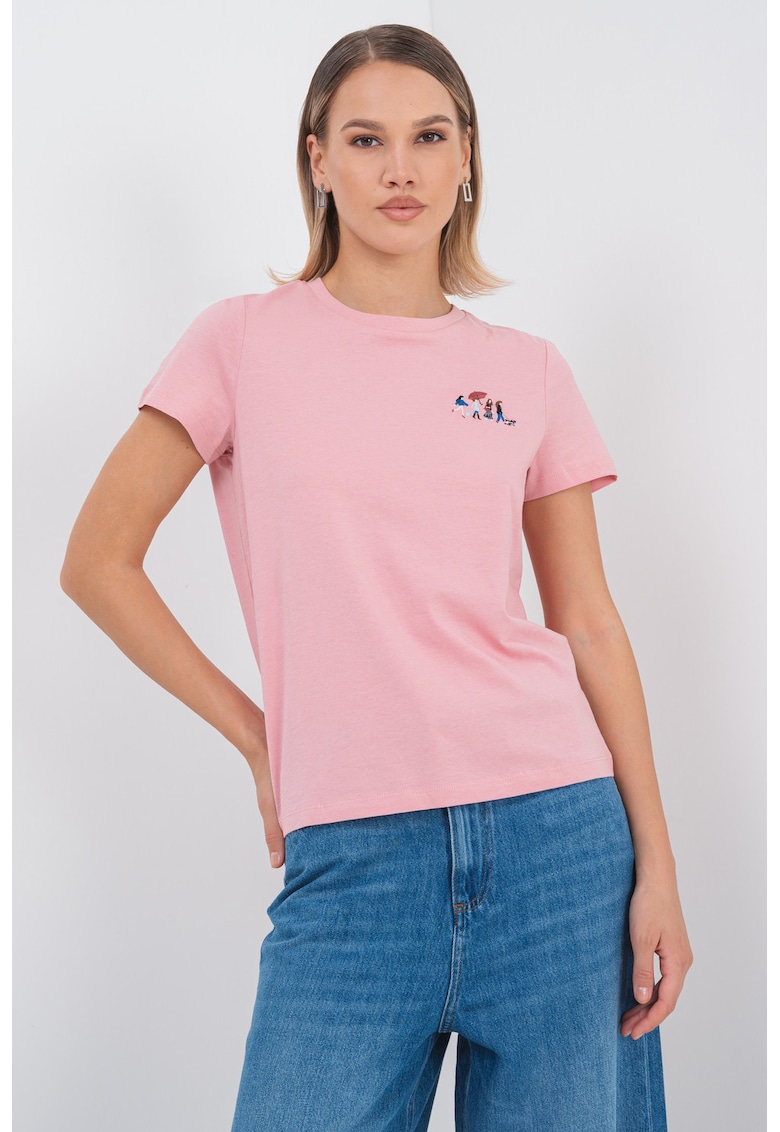 Tricou de bumbac organic cu detaliu brodat Francis Tricou de bumbac organic cu detaliu brodat Francis