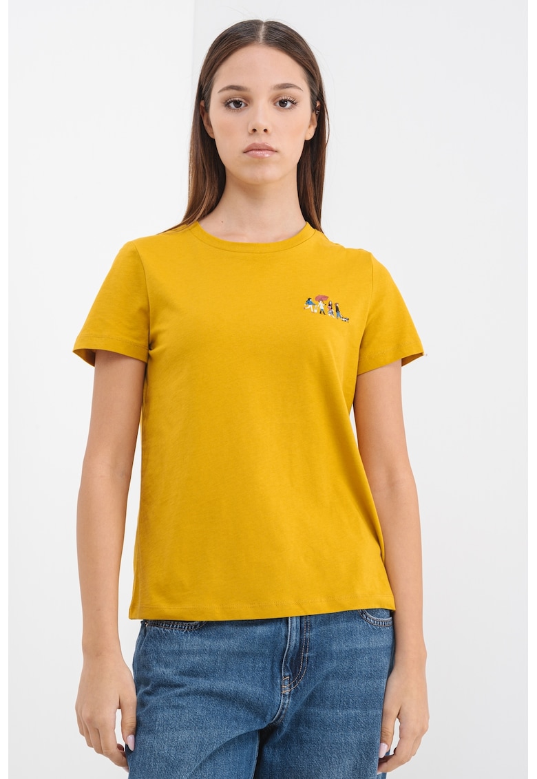 Tricou de bumbac organic cu detaliu brodat Francis Tricou de bumbac organic cu detaliu brodat Francis