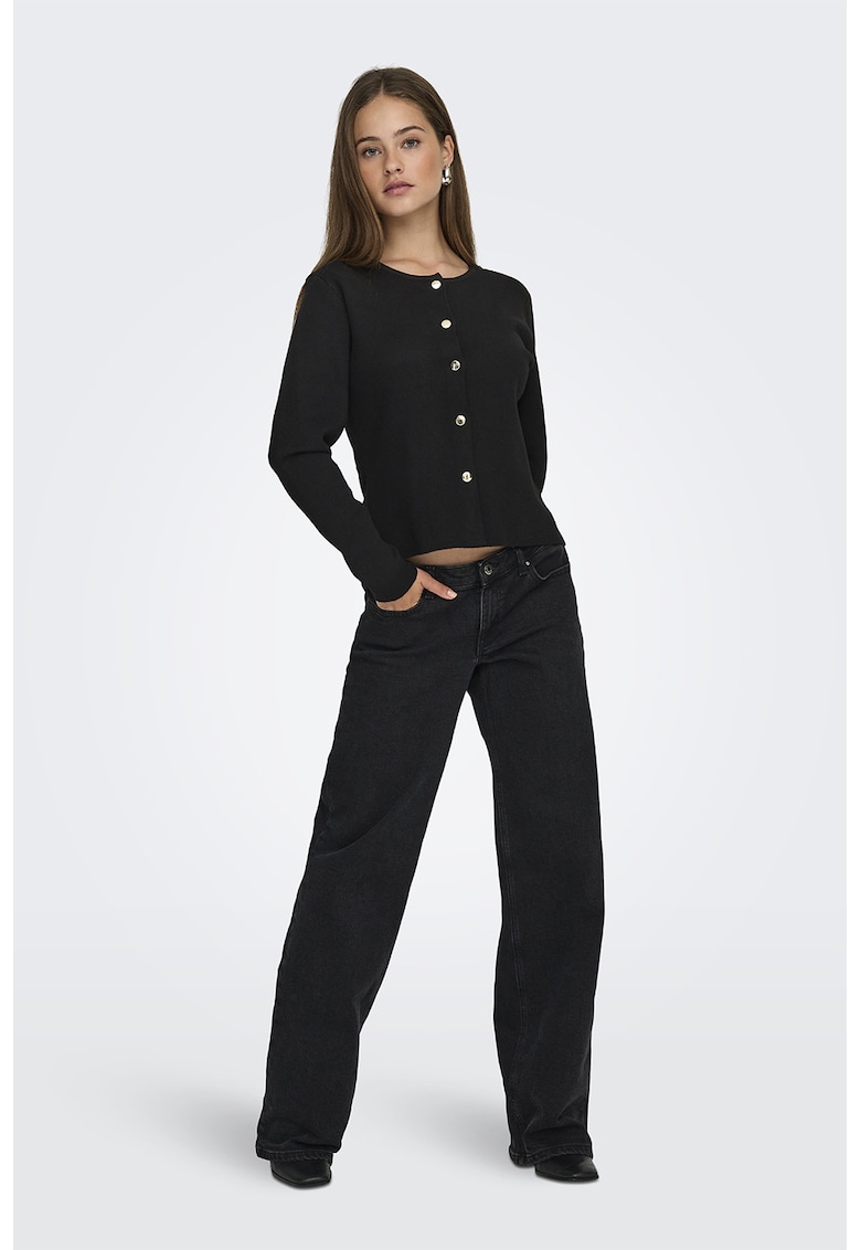 JdY Cardigan slim fit cu capse - Negru