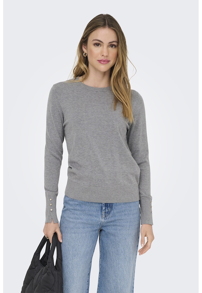 Pulover slim fit cu mansete cu nasturi