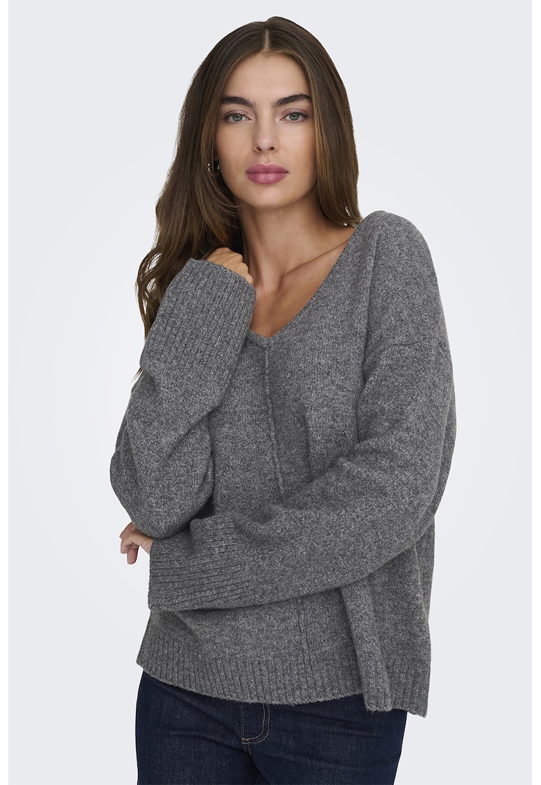 Pulover lejer cu din amestec de lana decolteu in V