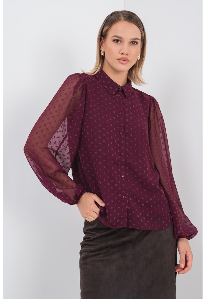 Camasa cu maneci bufante transparente - Violet tyrian