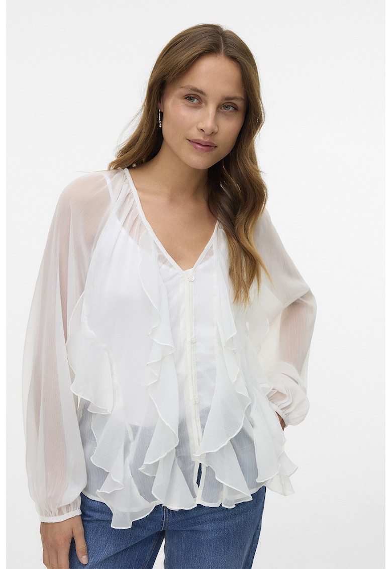 Bluza semitransparenta cu volane