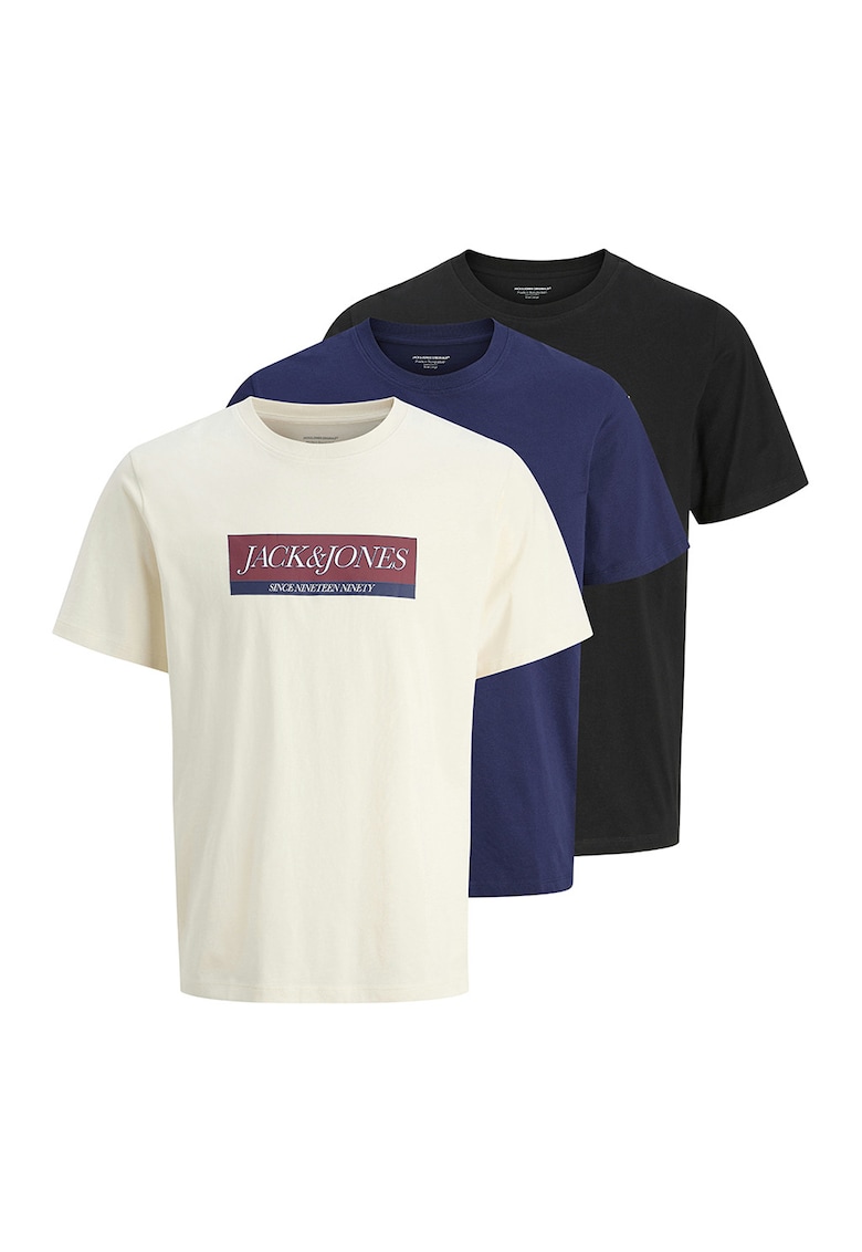 Set de tricouri din bumbac cu imprimeu logo - 3 piese