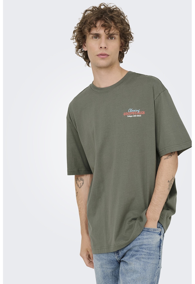 Tricou lejer din bumbac organic cu imprimeu grafic