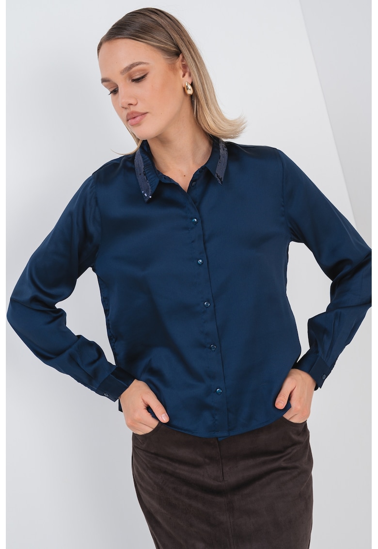 Camasa din satin cu guler cu paiete