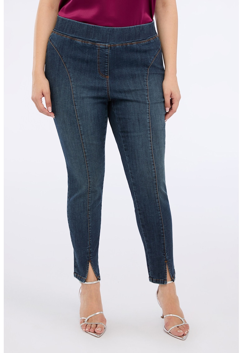 Blugi skinny cu slituri frontale - Albastru inchis