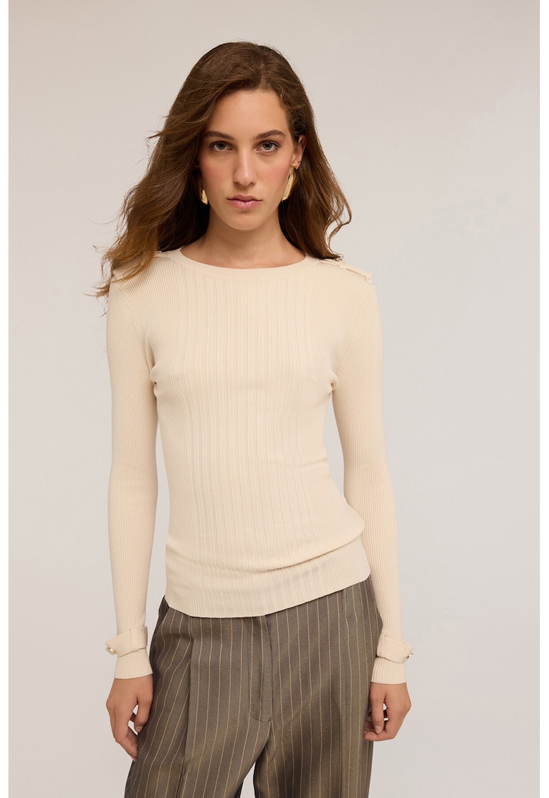 Pulover slim-fit cu aspect striat