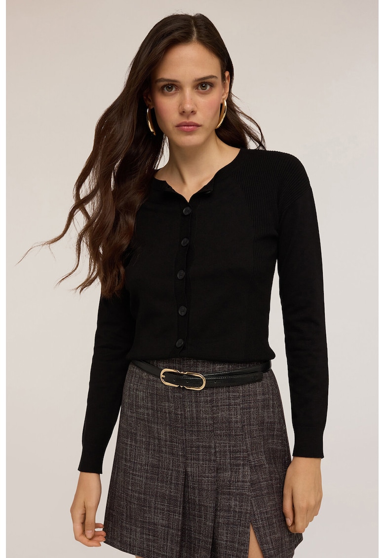 Cardigan cu detalii striate si nasturi