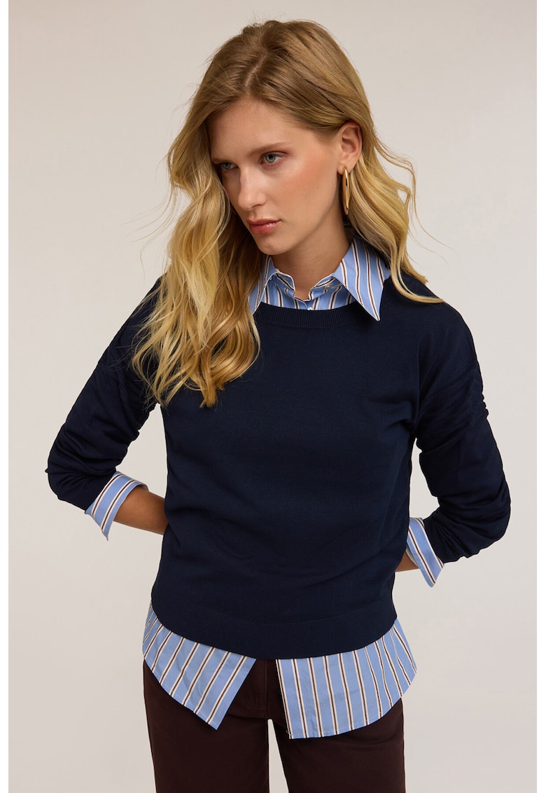 Pulover cu decolteu barcuta si maneci cazute