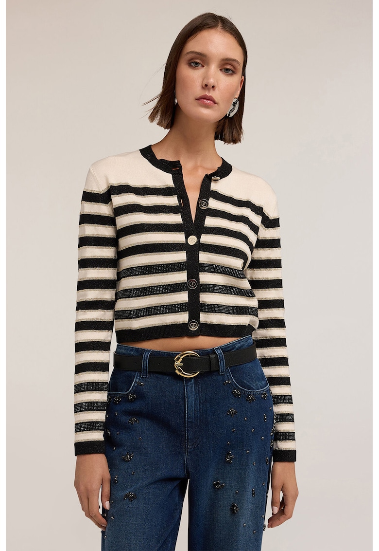 Pulover crop cu dungi