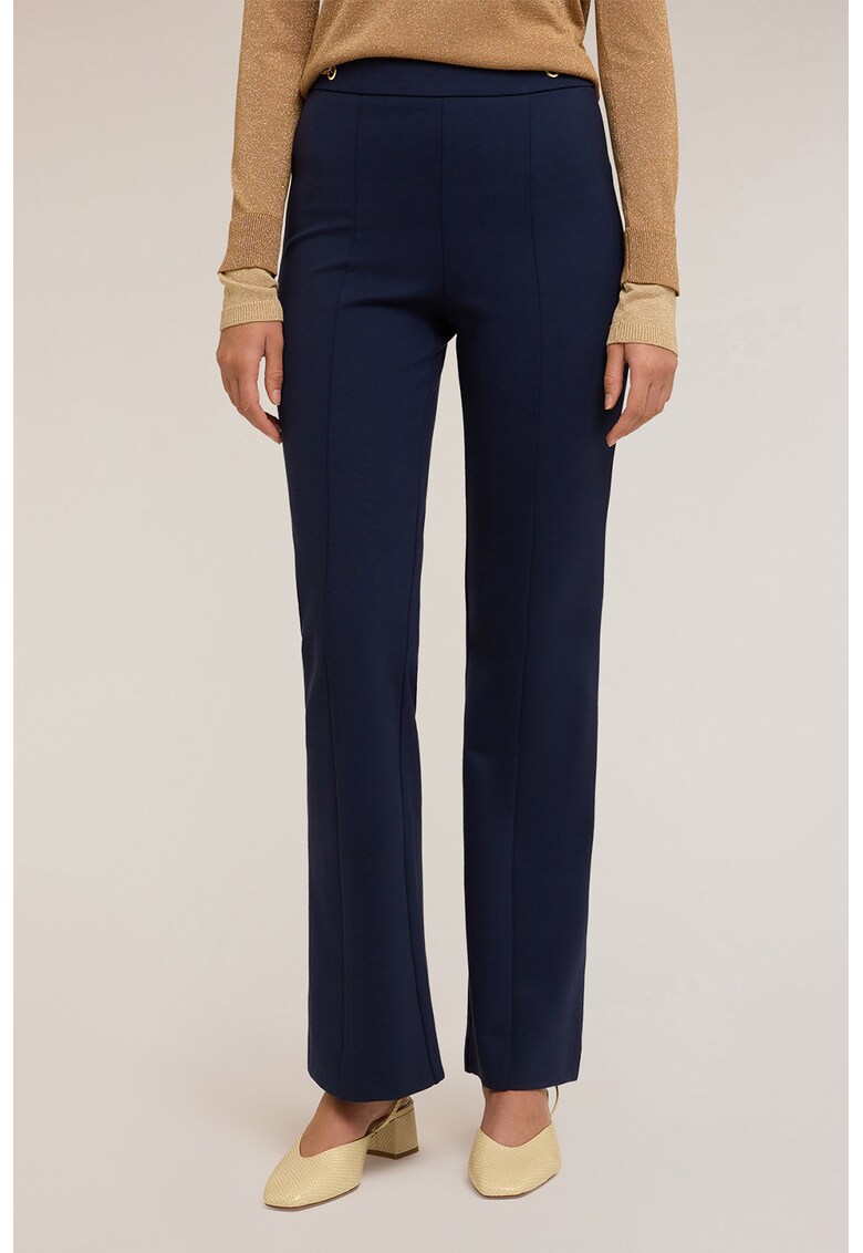 Pantaloni drepti cu talie inalta - Bleumarin