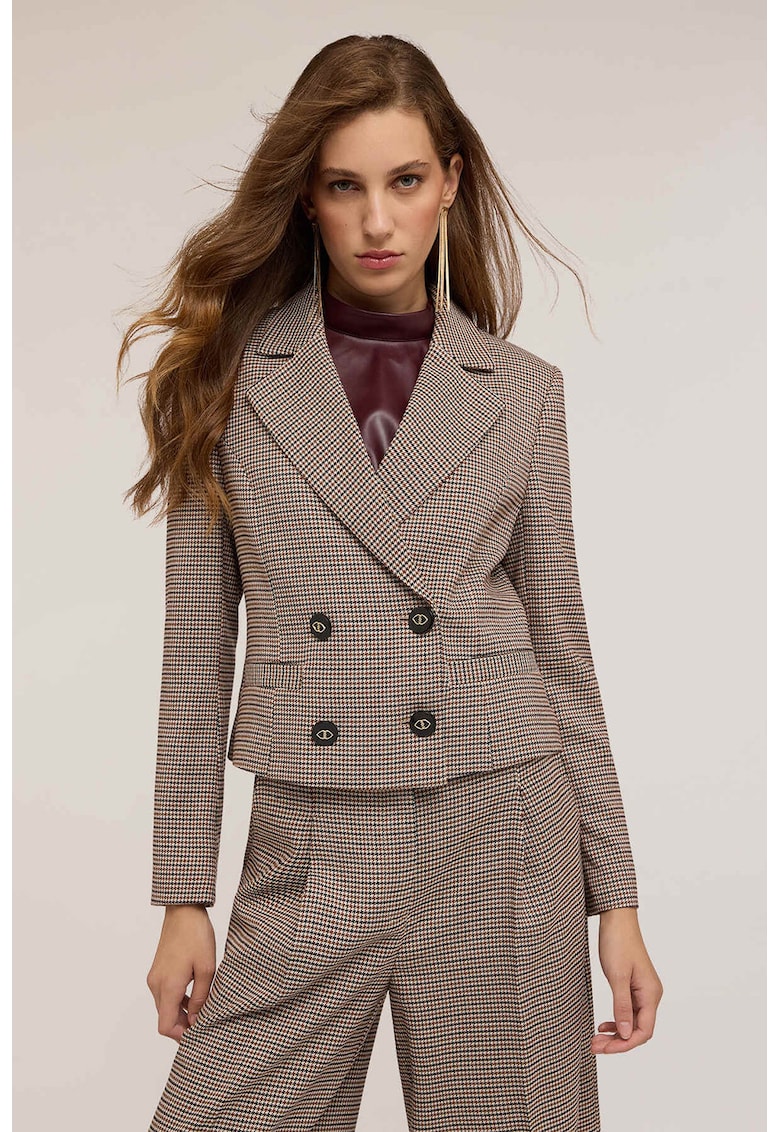 Sacou crop cu model in carouri