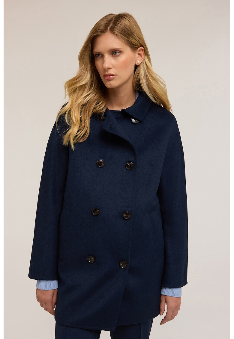 Palton lejer din amestec de lana si doua randuri de nasturi