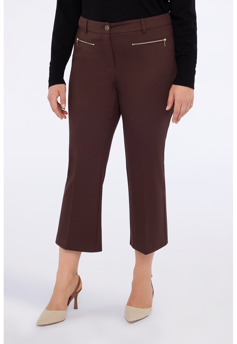 Pantaloni kick-flared cu buzunare cu fermoar