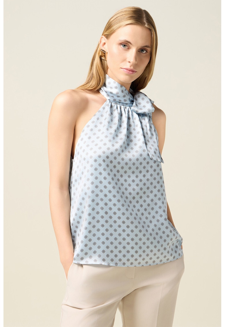 Bluza cu decolteu halter - fara maneci - Albastru deschis