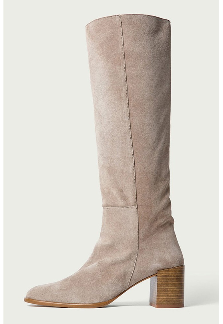 Cizme de piele lungi pana la genunchi din piele intoarsa