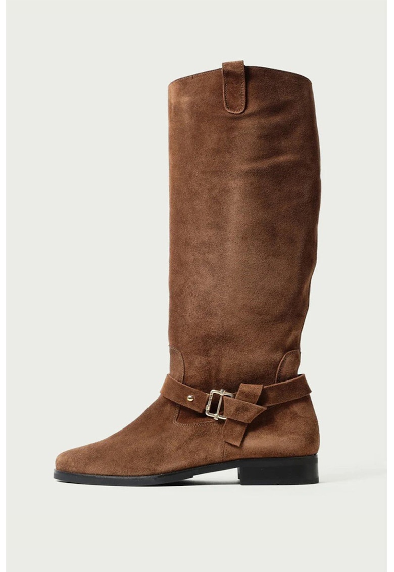 Cizme lungi pana la genunchi din piele intoarsa Sandy