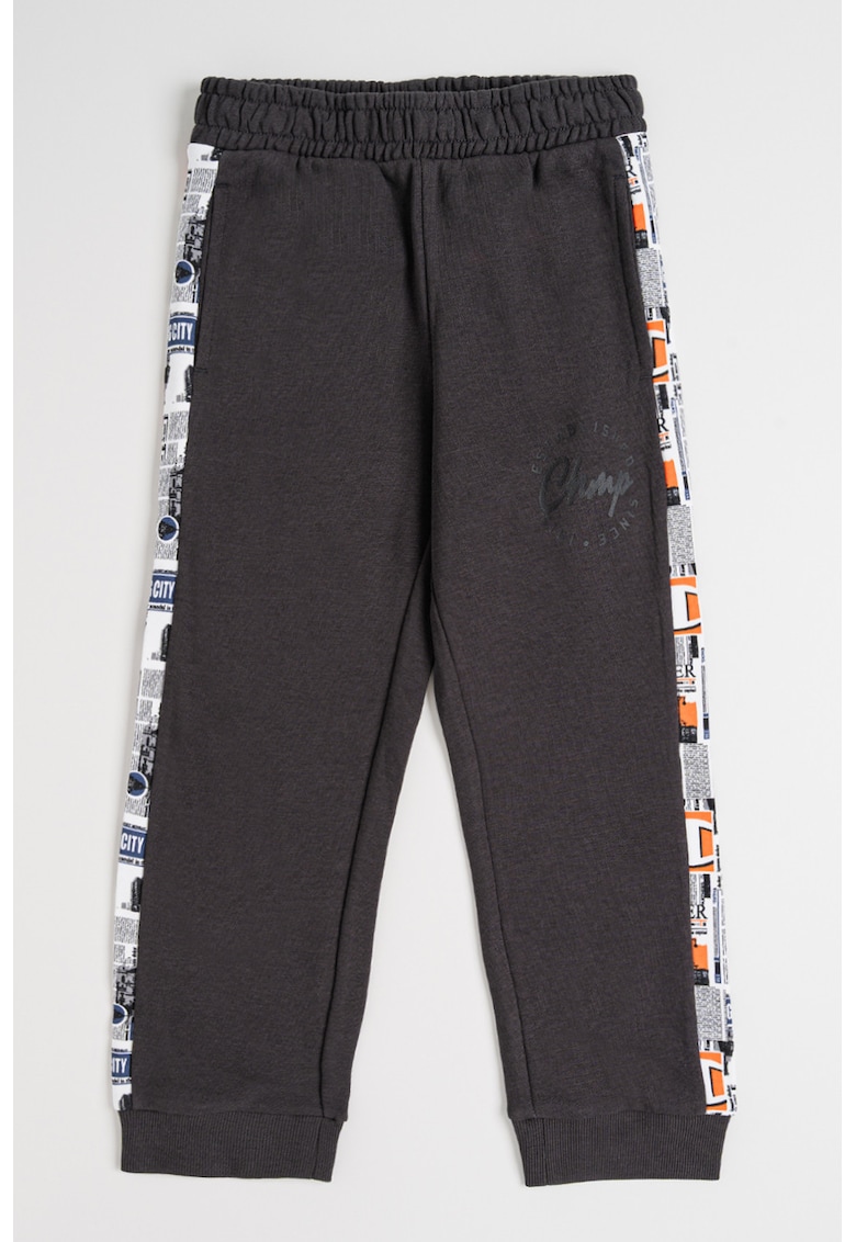 Pantaloni de trening din amestec de bumbac cu segmente laterale