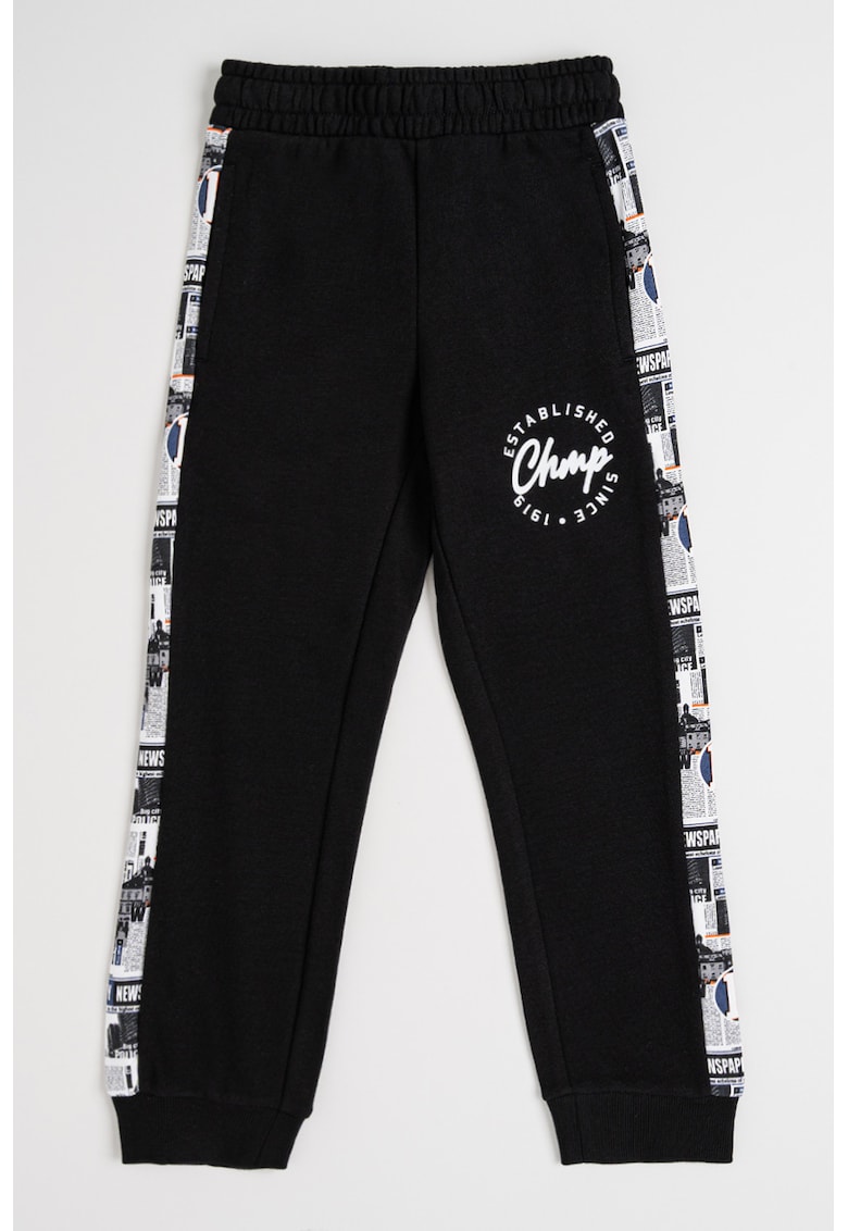 Pantaloni de trening din amestec de bumbac cu segmente laterale