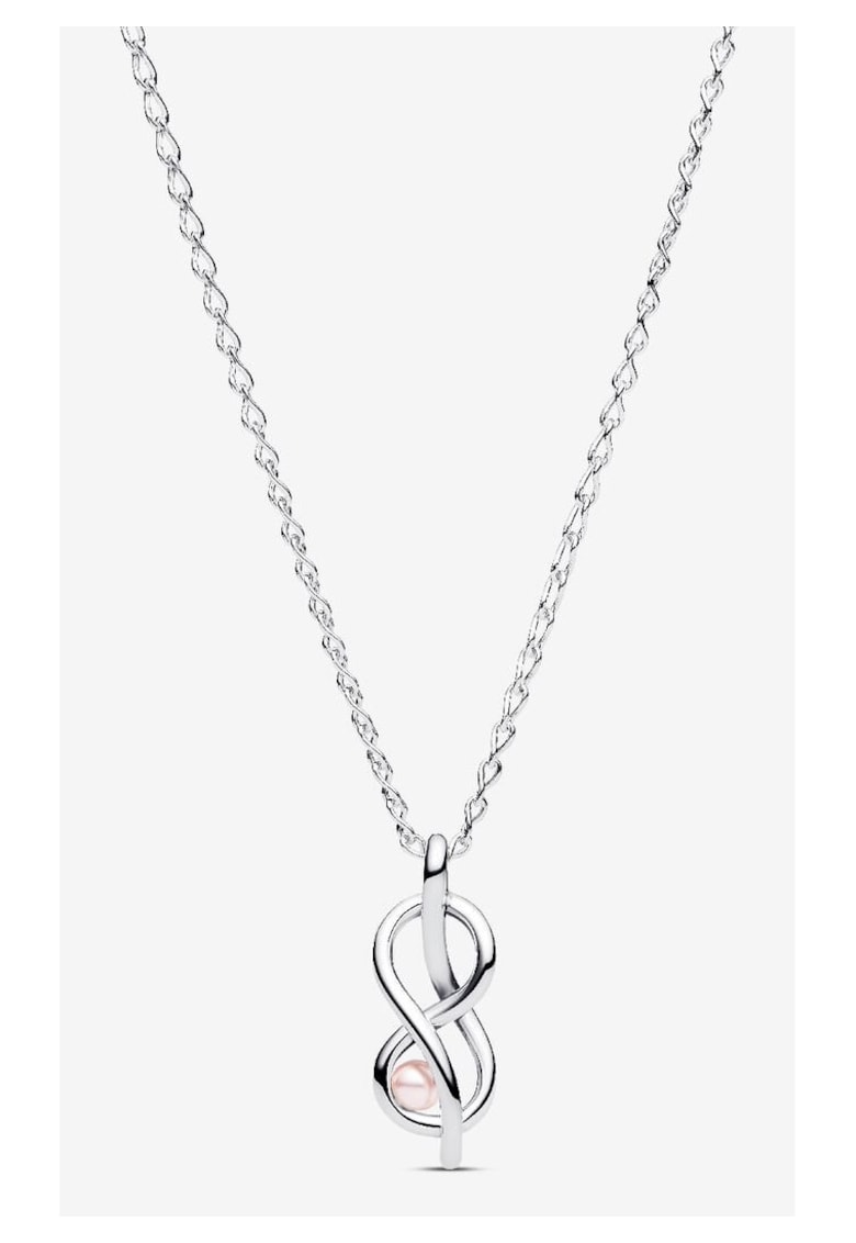 Colier cu pandantiv tip nodul infinitului si perla Roz – Argint 925