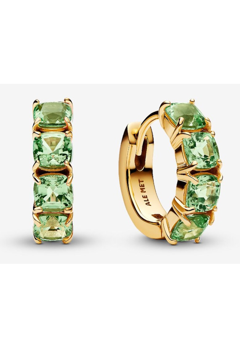 Cercei rotunzi tip Pave cristale verzi