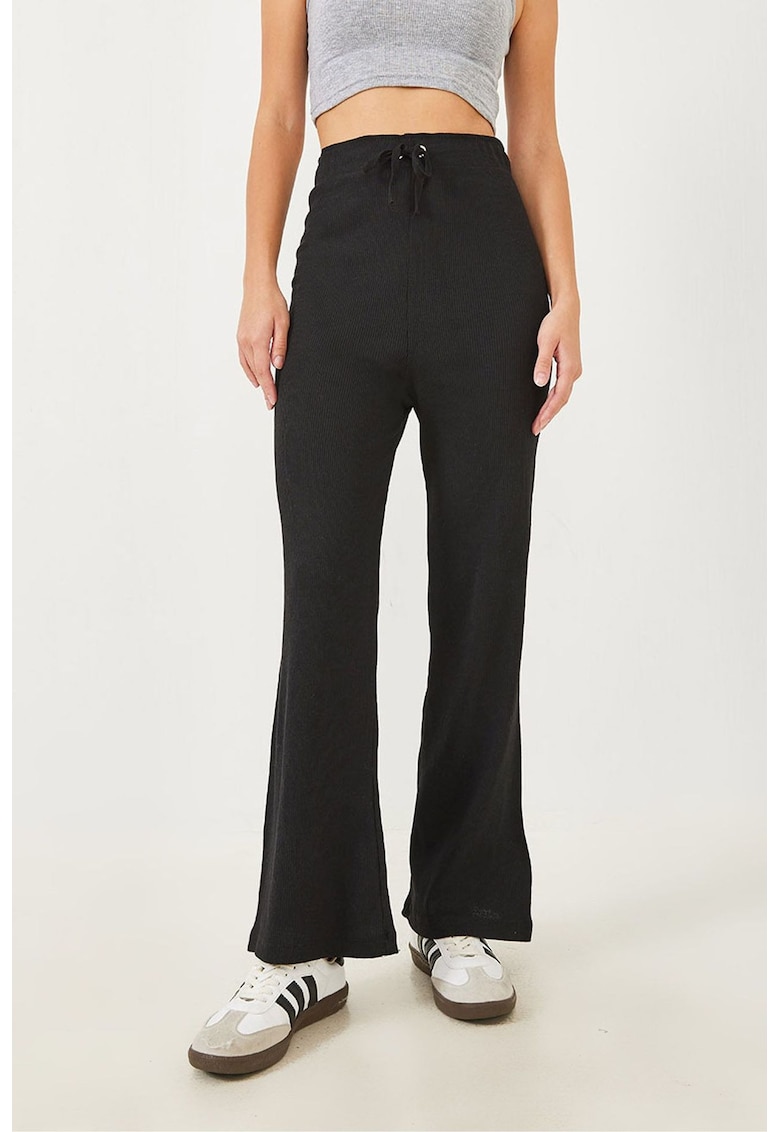 Pantaloni dama cu croi larg - bumbac respirabil - negru