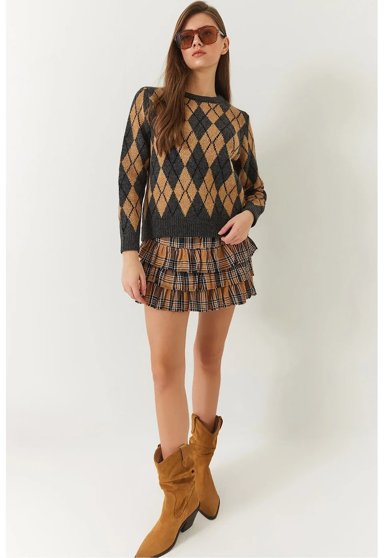 Pulover tricotat -  guler rotund - model baclava - tricot -