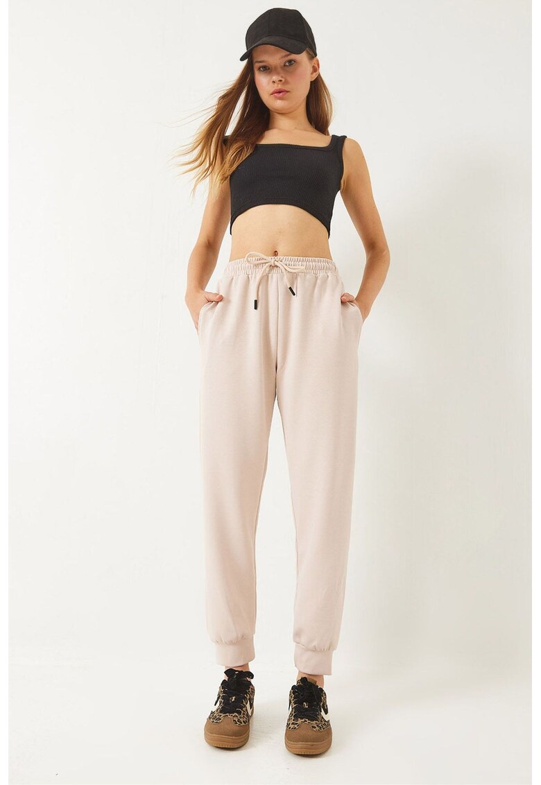Pantaloni dama - pantaloni croiala relaxata - bej - Bej Natural