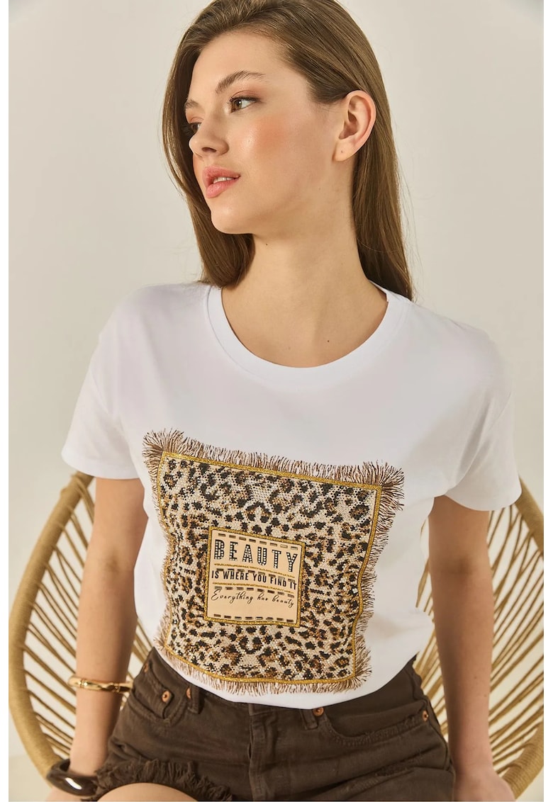 Tricou dama alb\maro -
