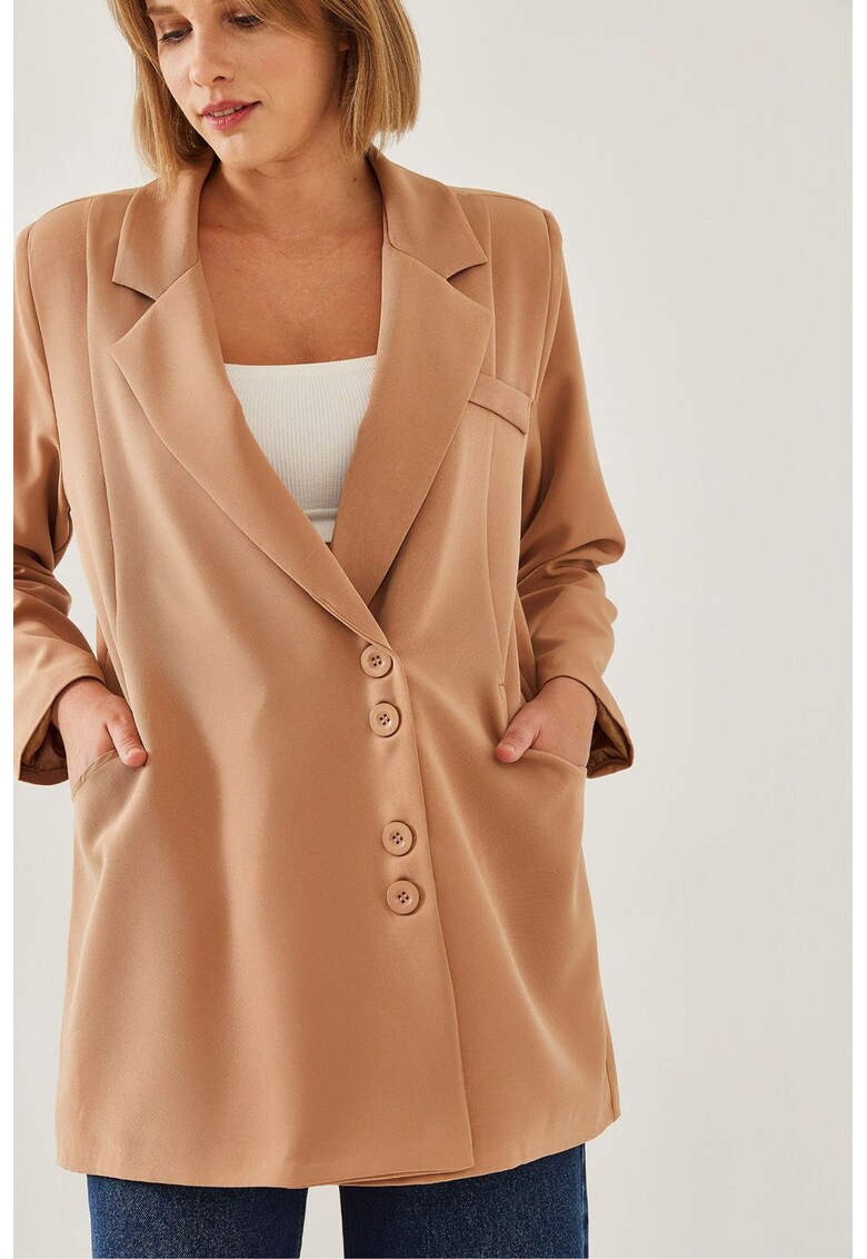 Sacou lung doua randuri de nasturi - textil