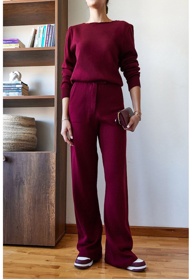 Compleu - HiCCUP - guler rotund - croi larg - visiniu - tricot