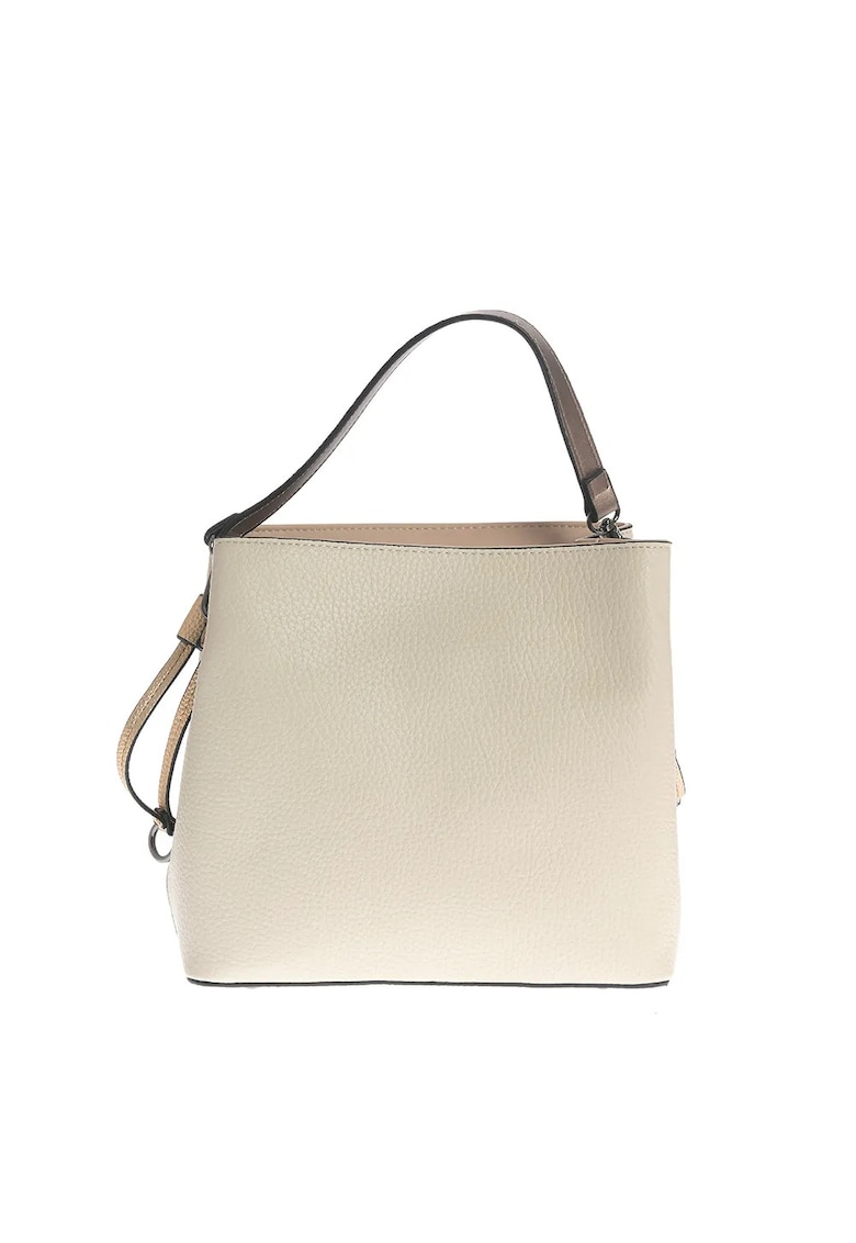 Geanta eleganta din piele ecologica crem cu bareta ajustabila