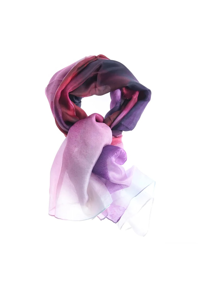 Esarfa din matase in nuante degrade mov-roz