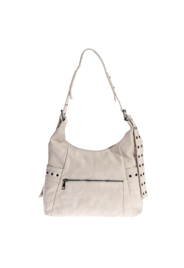 Geanta de umar alba casual cu tinte metalice