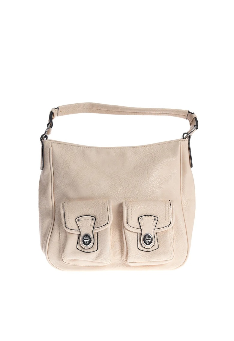 Geanta de umar crem cu doua buzunare frontale Geanta de umar crem cu doua buzunare frontale