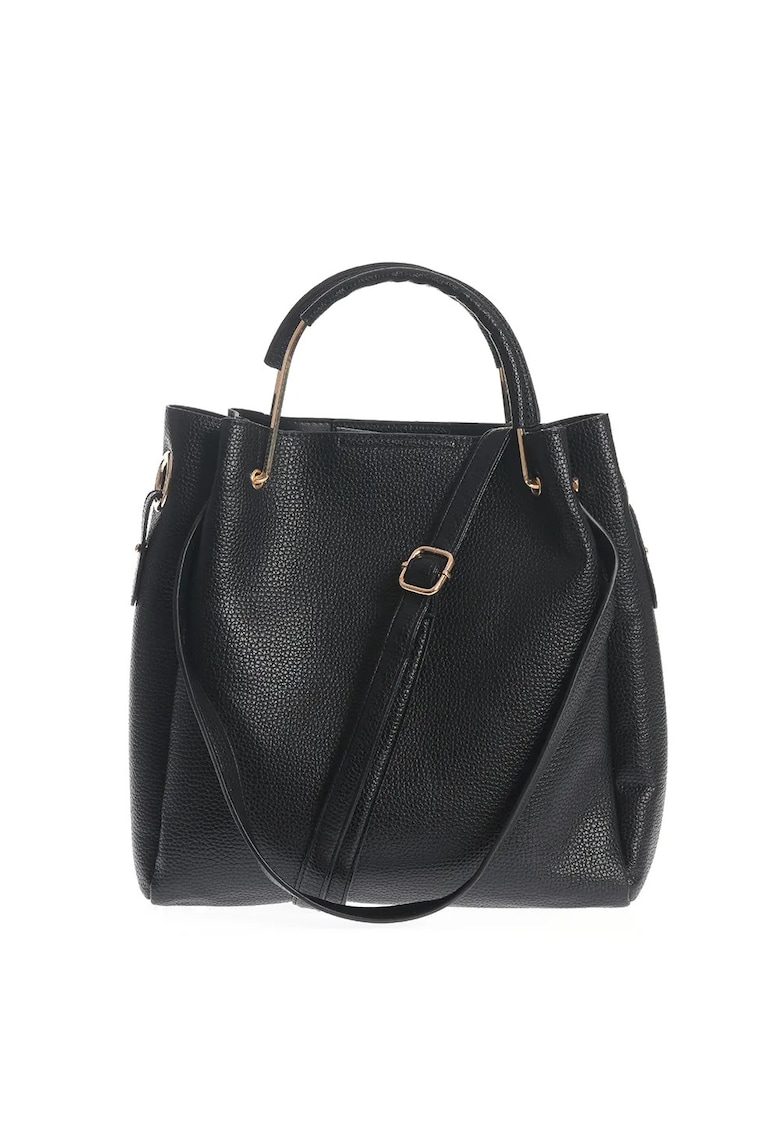 Geanta eleganta neagra din piele ecologica cu bareta lunga Geanta eleganta neagra din piele ecologica cu bareta lunga