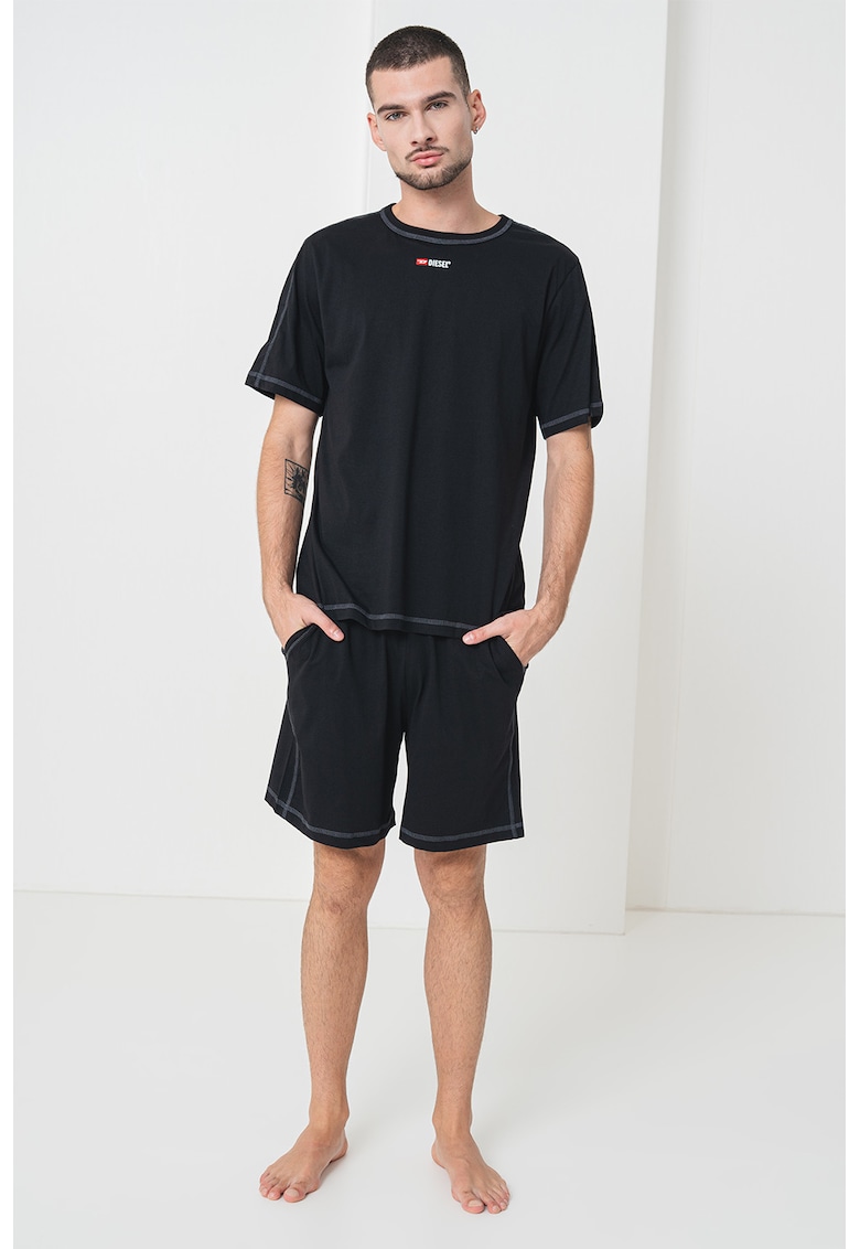 Pijama scurta din bumbac cu banda elastica in talie