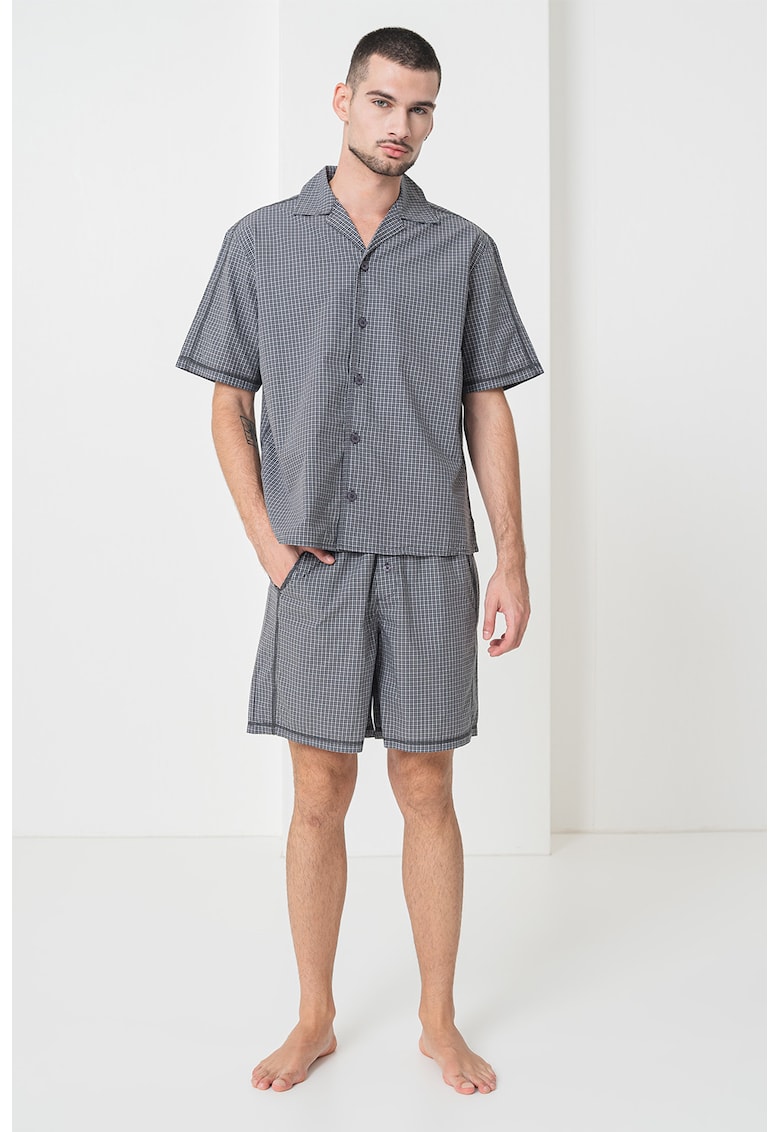Pijama scurta din bumbac cu model in carouri