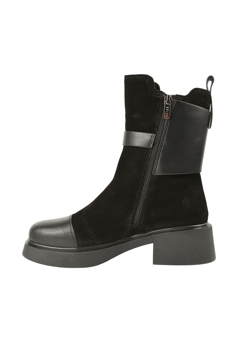 Ghete casual - dama - XS70025B maro - piele intoarsa - Negru
