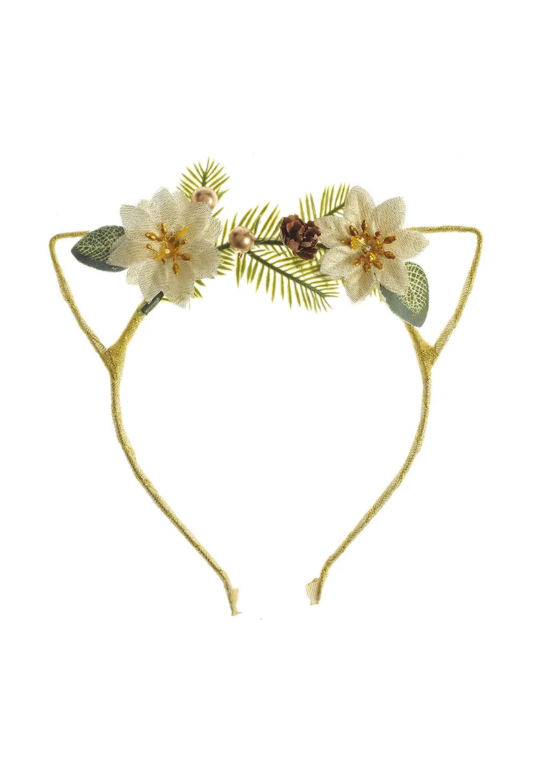 Bentita aurie cu urechi si flori decorative